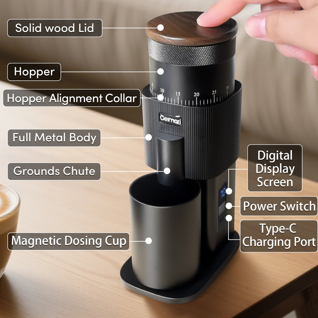 Geimori T38 Battery Coffee Grinder | Portable Espresso & Filter Grinder