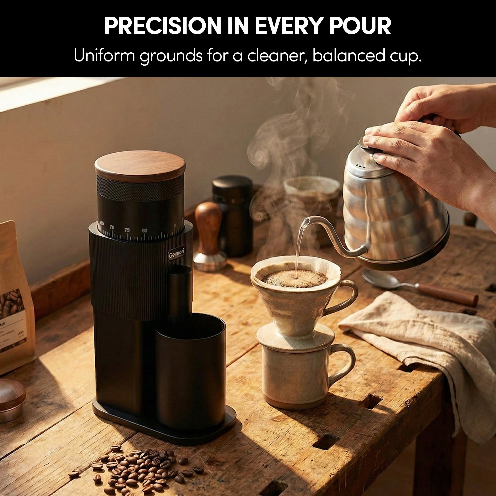 Geimori T38 Battery Coffee Grinder | Portable Espresso & Filter Grinder