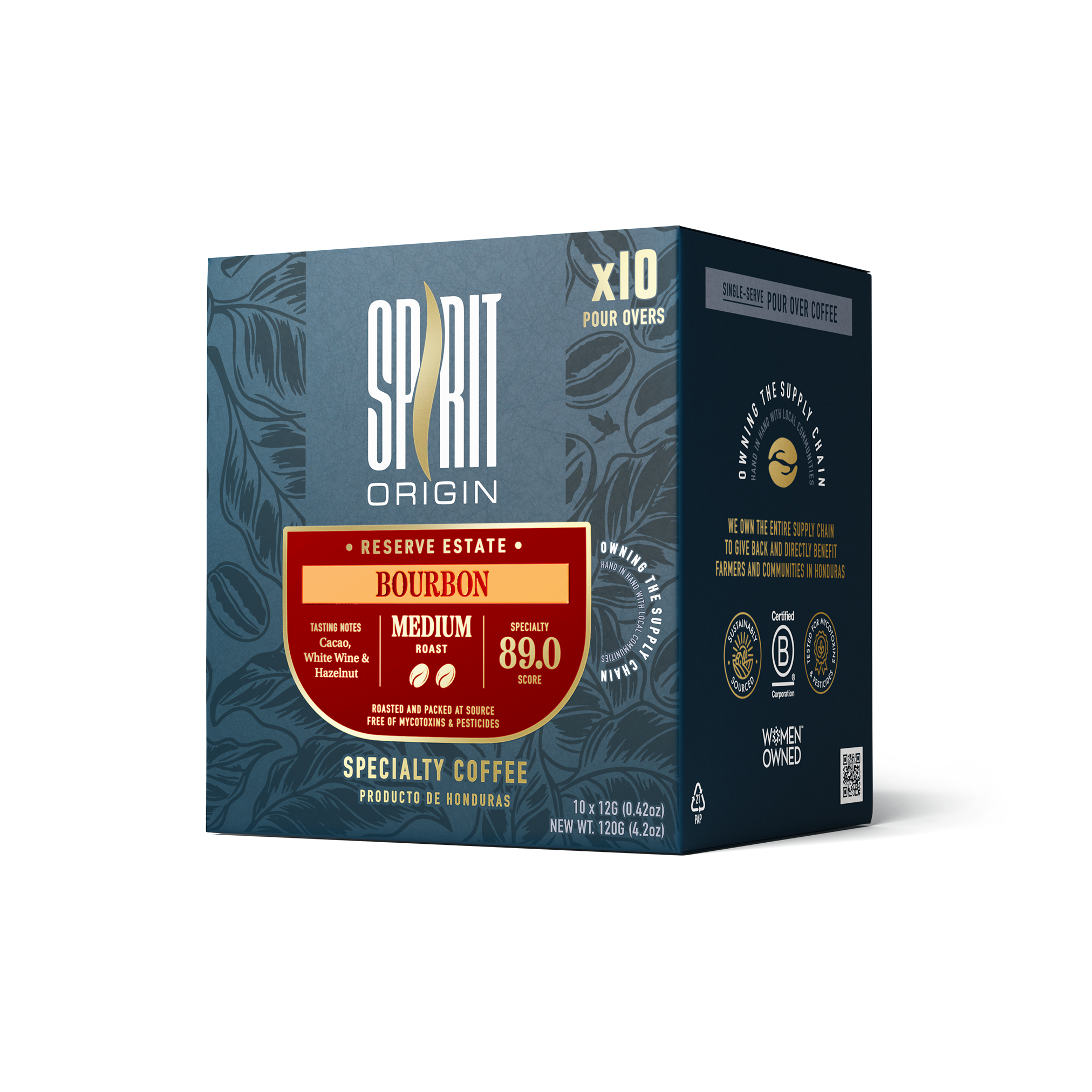 Single-Serve Pour-Over Drip Coffee Bags – Bourbon Medium Roast Specialty Coffee (10-Pack)