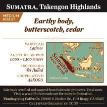 Sumatra - Medium Roast, Takengon Highlands